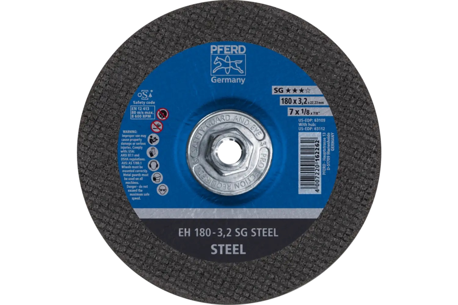 Picture of Pferd Cut-Off Wheel, 7" X 1/8 X 5/8-11, Sg Steel, T27, Aluminum Oxide